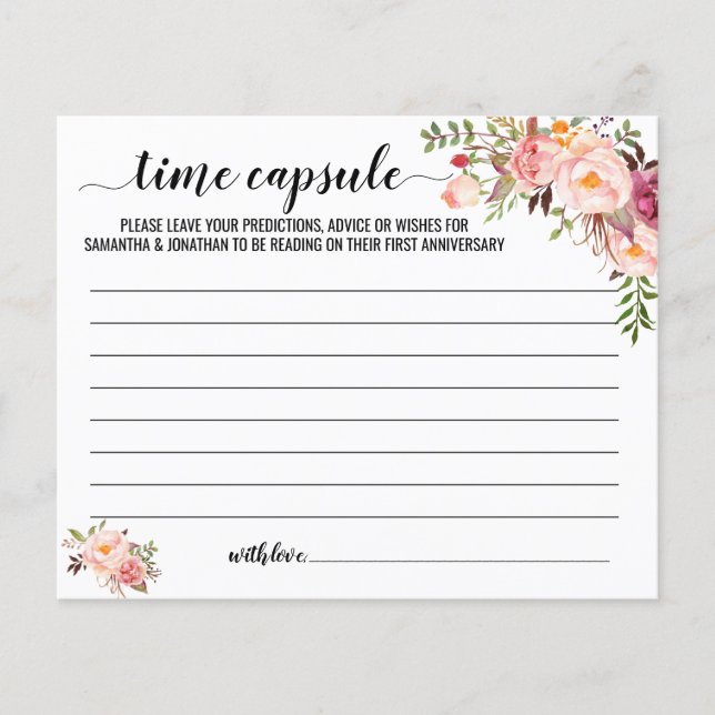 Time capsule advice couple shower english spanish (Front)