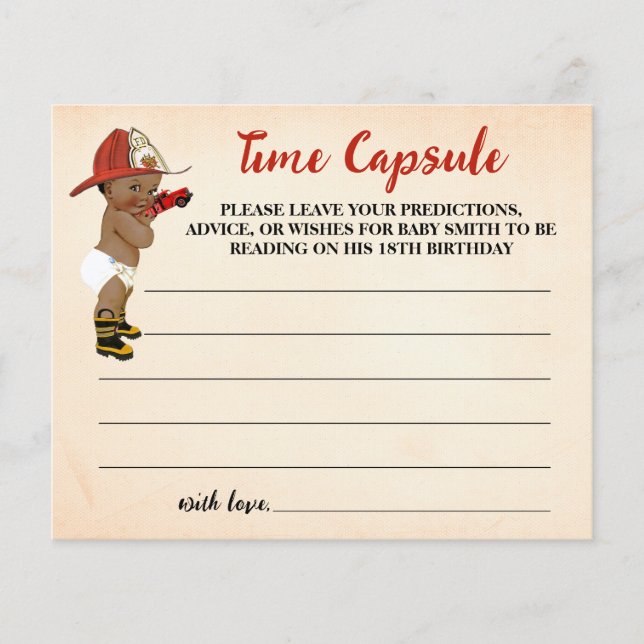 Time Capsule Advice for Baby AA Firefighter Shower Flyer (Front)
