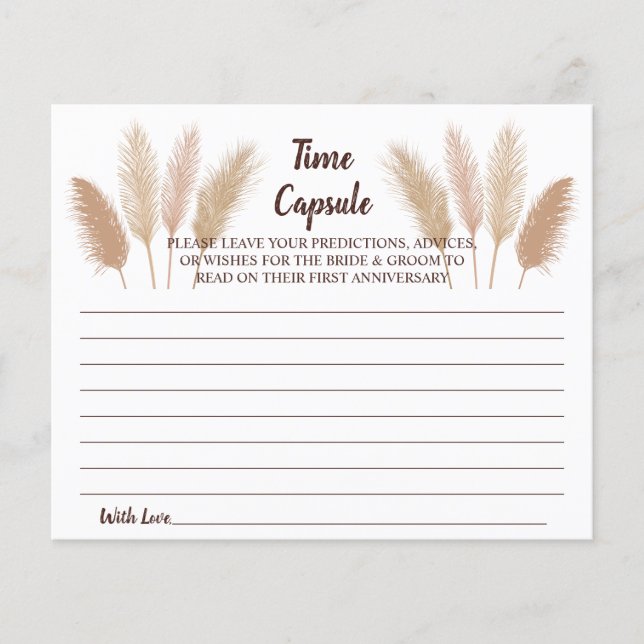 Time Capsule Advice for Couple Bridal Shower Card (Front)