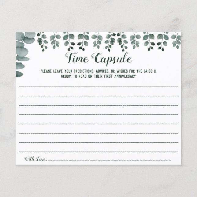 Time Capsule Advice for Couple Bridal Shower card (Front)
