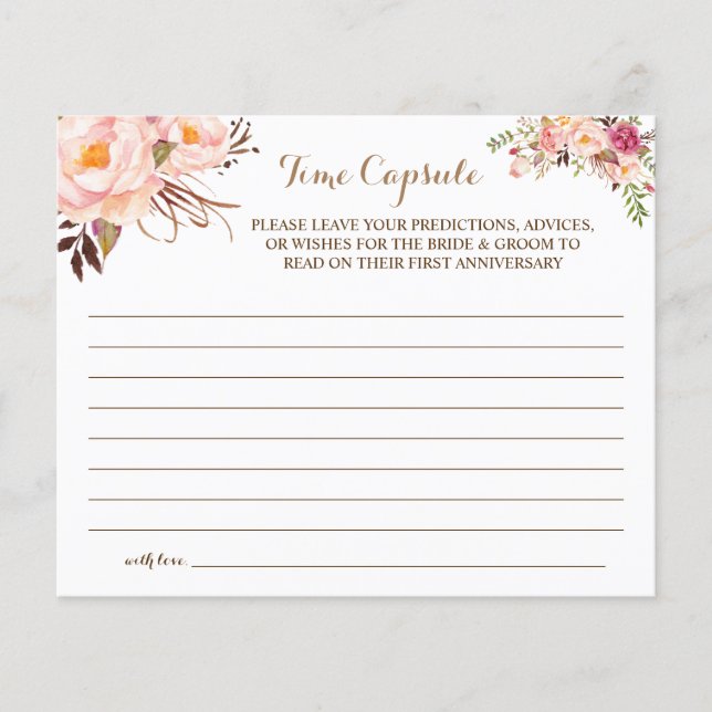 Time Capsule Advice for Couple Bridal Shower Card (Front)