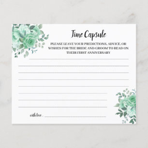 Time Capsule Advice Green Roses Bridal Shower Card
