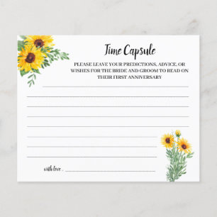 Time Capsule Advice Sunflowers Bridal Shower Card