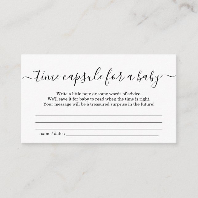 Time Capsule Baby Shower Enclosure Card (Front)