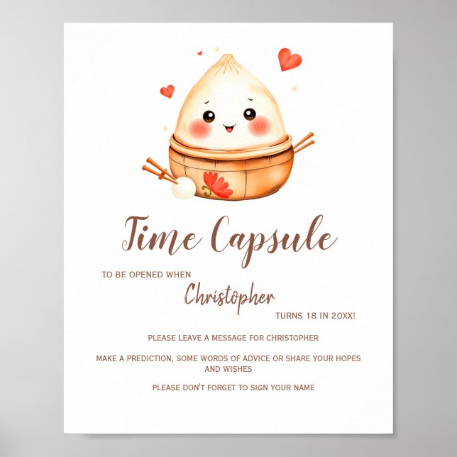 Time Capsule Cute Little Dumpling Baby Shower  Poster (Front)