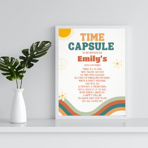 Time Capsule Groovy one Retro Daisy 1st Birthday Photo Print