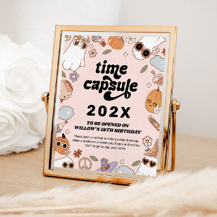 Time Capsule Groovy Spooky Halloween Birthday Poster