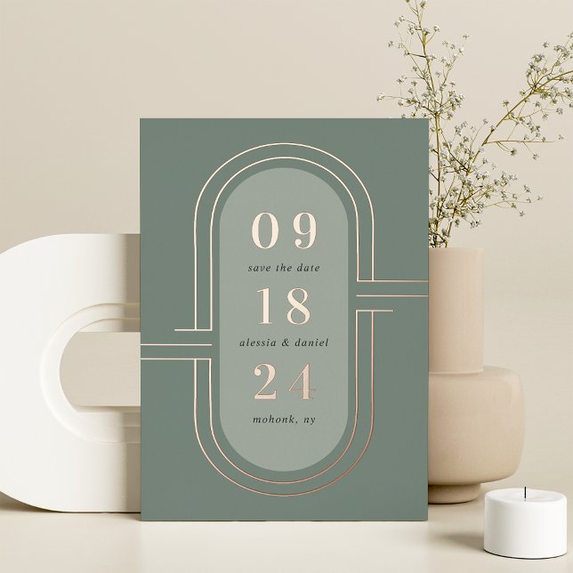 Time Capsule | Modern Deco Foil Save the Date Card (Creator Uploaded)