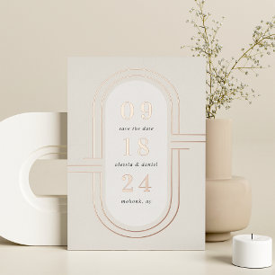 Time Capsule Modern Deco Foil Save the Date Card
