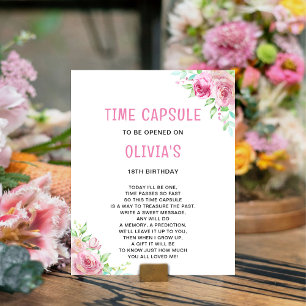 Time Capsule Peter rabbit   Pink 1st Birthday Poster