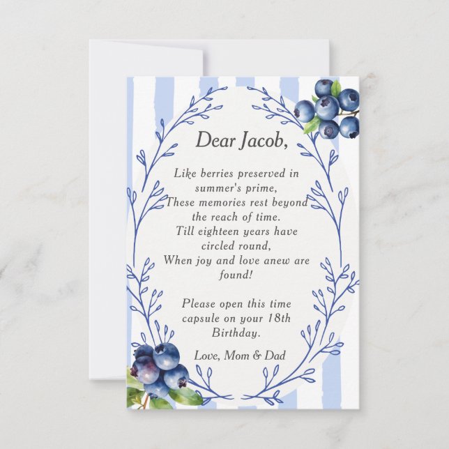 Time Capsule Poem  Blueberry  Letter note  Invitation (Front)