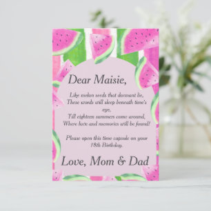 Time Capsule Poem  Pink Watermelon  Letter note  Invitation