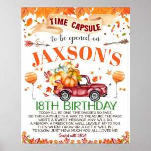 Time Capsule Pumpkin Harvest truck Fall Poster