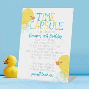 Time Capsule Rubber Duck 1st Birthday Party Pedestal Sign