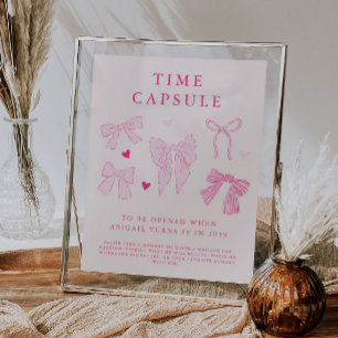 Time Capsule Sign Coquette Bow Birthday Party