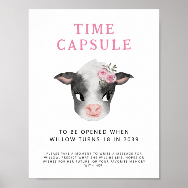 Time Capsule Sign | Cow Girl Birthday Party (Front)