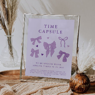 Time Capsule Sign Purple Coquette Bow Birthday