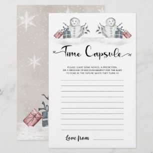 Time Capsule Snowman Baby Shower Game