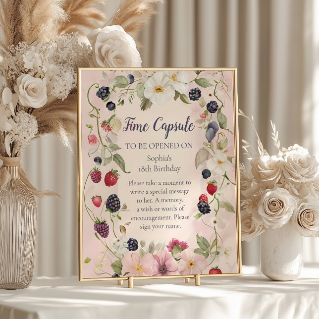 Time Capsule  Strawberry Berry First 1st Birthday  Poster (Creator Uploaded)