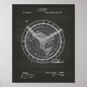 Time Chart 1893 Patent Art Chalkboard