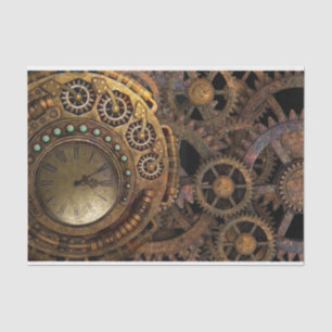 Time Clock Gears Decoupage Tissue Paper