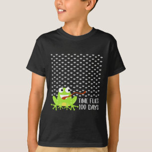 Time Flies 100 Days Frog Fly Fun 100th Day Of Scho T-Shirt