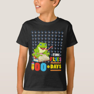 Time Flies 100 Days Frog Lovers 100th Day Of Schoo T-Shirt