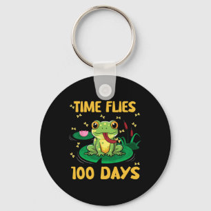 Time Flies 100 Days Of School Frog Teacher Student Key Ring