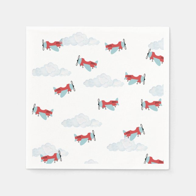 Time Flies Aeroplane Birthday  Napkin (Front)