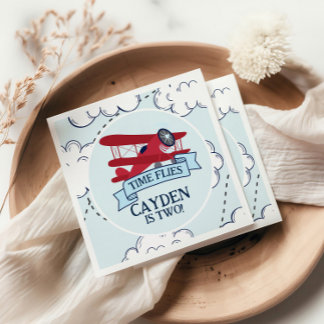 Time Flies Aeroplane Birthday Napkin
