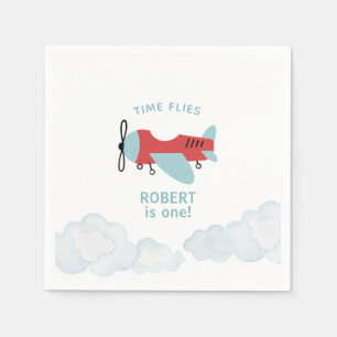 Time Flies Aeroplane Birthday  Napkin