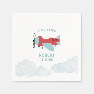 Time Flies Aeroplane Birthday  Napkin