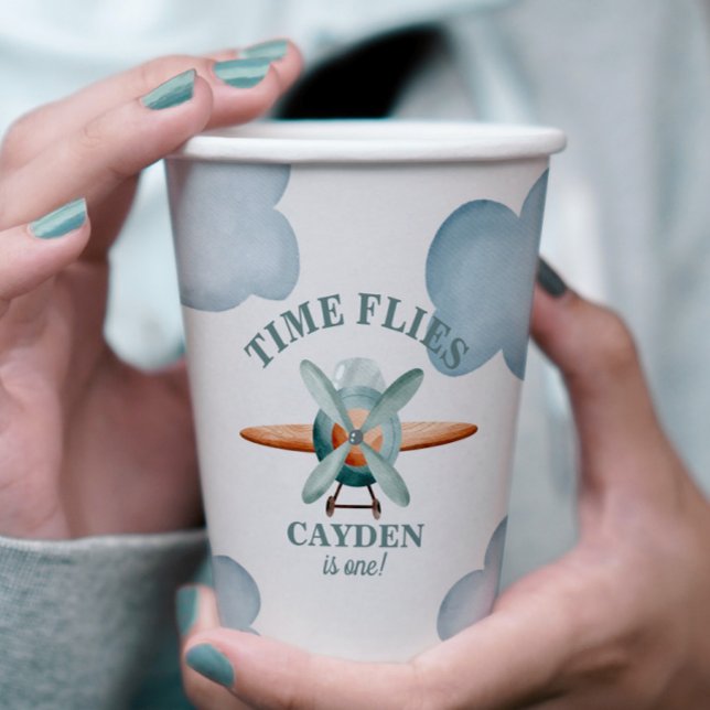 Time Flies Aeroplane Birthday Paper Cups (Creator Uploaded)