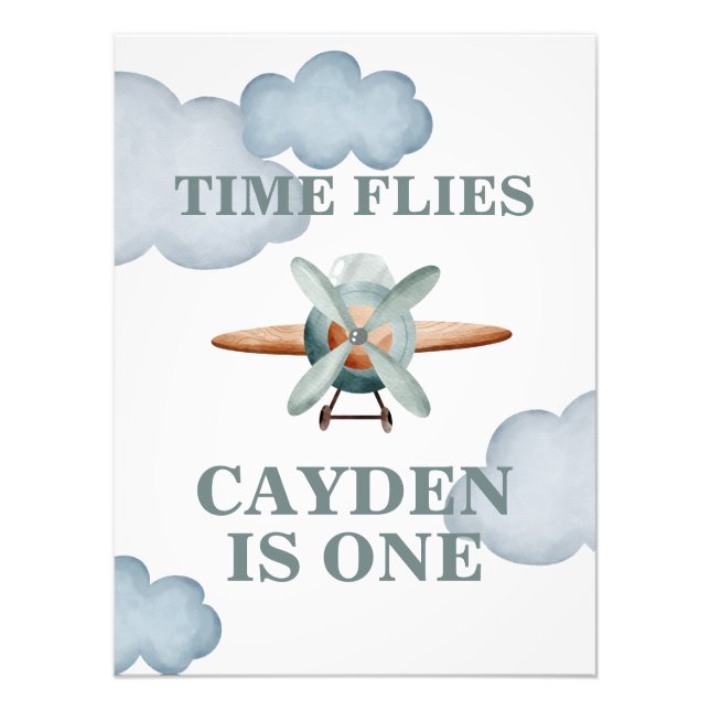 Time Flies Aeroplane Birthday Photo Print (Front)