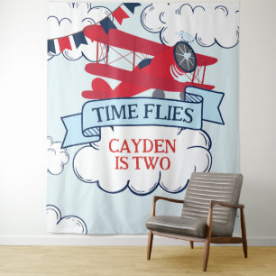 Time Flies Aeroplane Birthday Tapestry