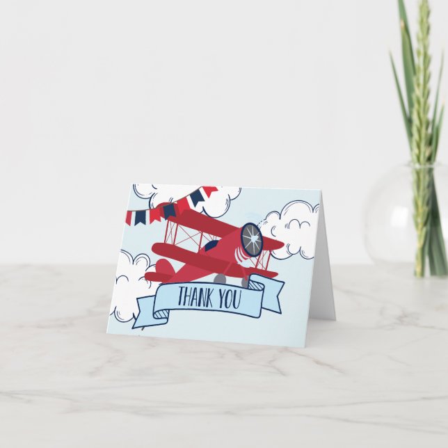 Time Flies Aeroplane Birthday Thank You Card (Front)