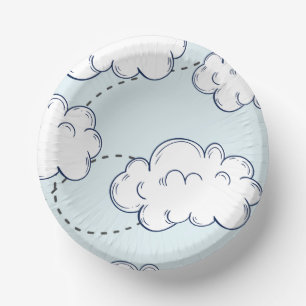 Time Flies Aeroplane Clouds Birthday Paper Plate