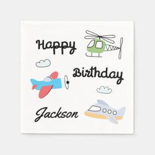 Time flies Aeroplane Helicopter Birthday Any Age Napkin