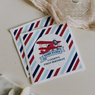 Time Flies Airplane Birthday Napkin