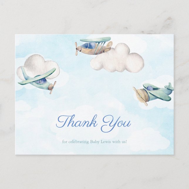 Time Flies Aviation Toy Aeroplanes Thank You Postcard (Front)