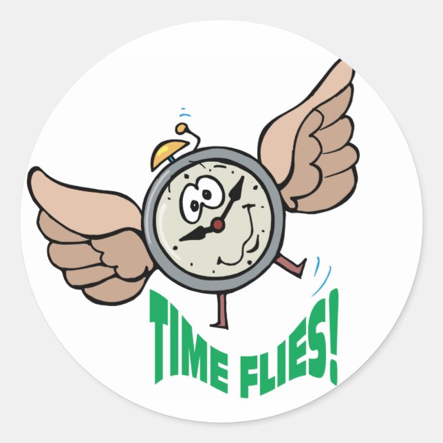 Time Flies Classic Round Sticker (Front)