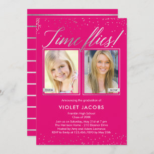 Time Flies EDITABLE COLOR Graduation Invitation