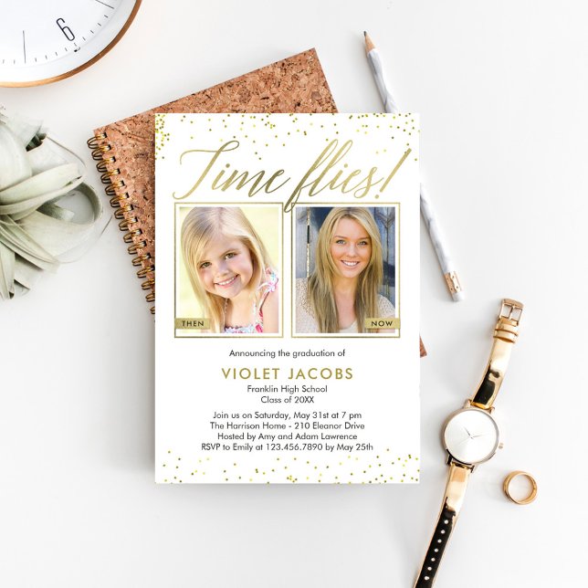 Time Flies EDITABLE COLOR Graduation Invitation (Creator Uploaded)
