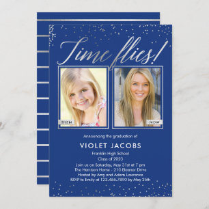 Time Flies EDITABLE COLOR Graduation Invitation