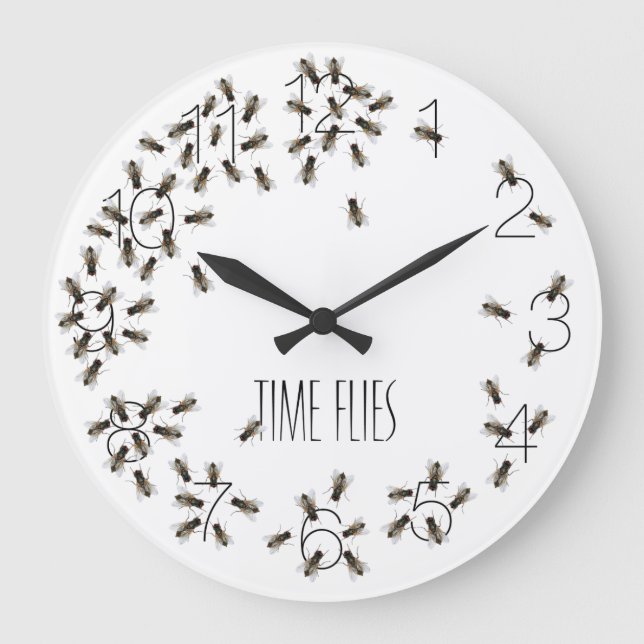 Time Flies Funny Fly Bug Pest Clock (Front)