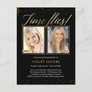 Time Flies Graduation Announcement Postcard