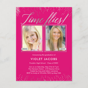 Time Flies Graduation Announcement Postcard