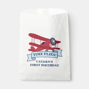 Time Flies Red Aeroplane Birthday Favour Bags