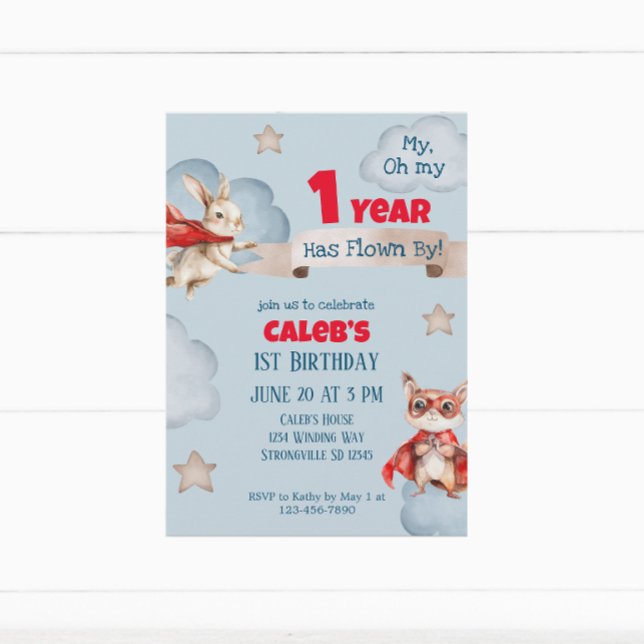 Time Flies Superhero First Birthday  Invitation (Creator Uploaded)