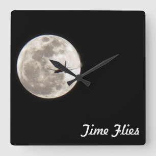 ~Time Flies~ WALL CLOCK, CUSTOMIZE IT! Square Wall Clock